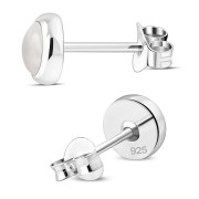 Rose Quartz Round Silver Stud Earrings, e423st